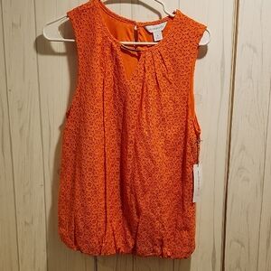 Liz Claiborne Coral Floral Lace Sleeveless Blouse